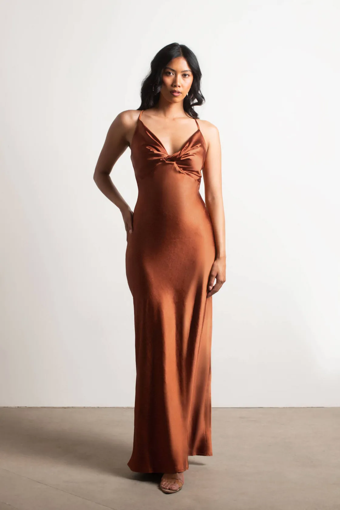 Tobi Set The Bar Satin Cami Maxi Dress - Light Gold