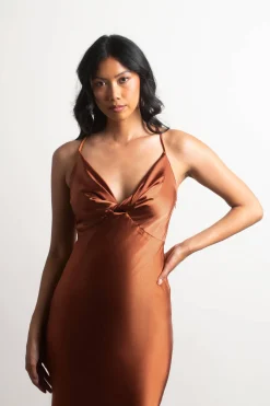 Tobi Set The Bar Satin Cami Maxi Dress - Light Gold
