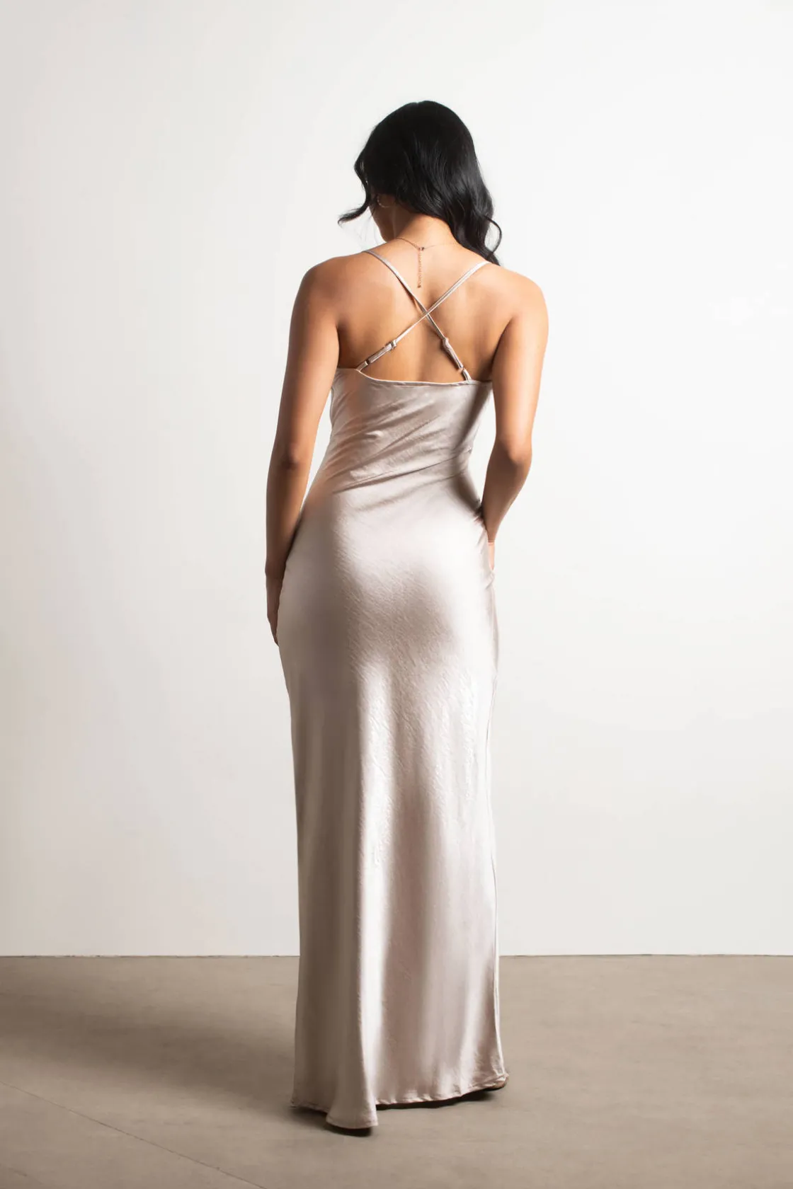 Tobi Set The Bar Satin Cami Maxi Dress - Light Gold