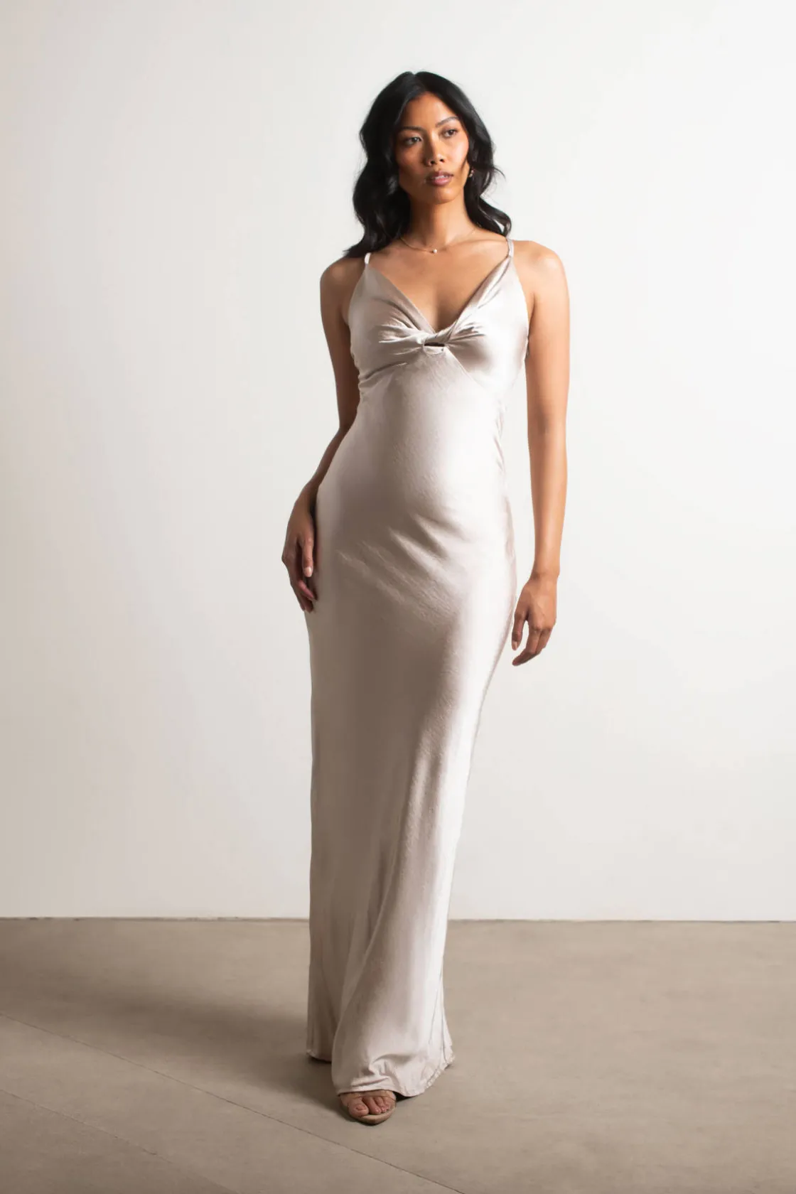 Tobi Set The Bar Satin Cami Maxi Dress - Light Gold