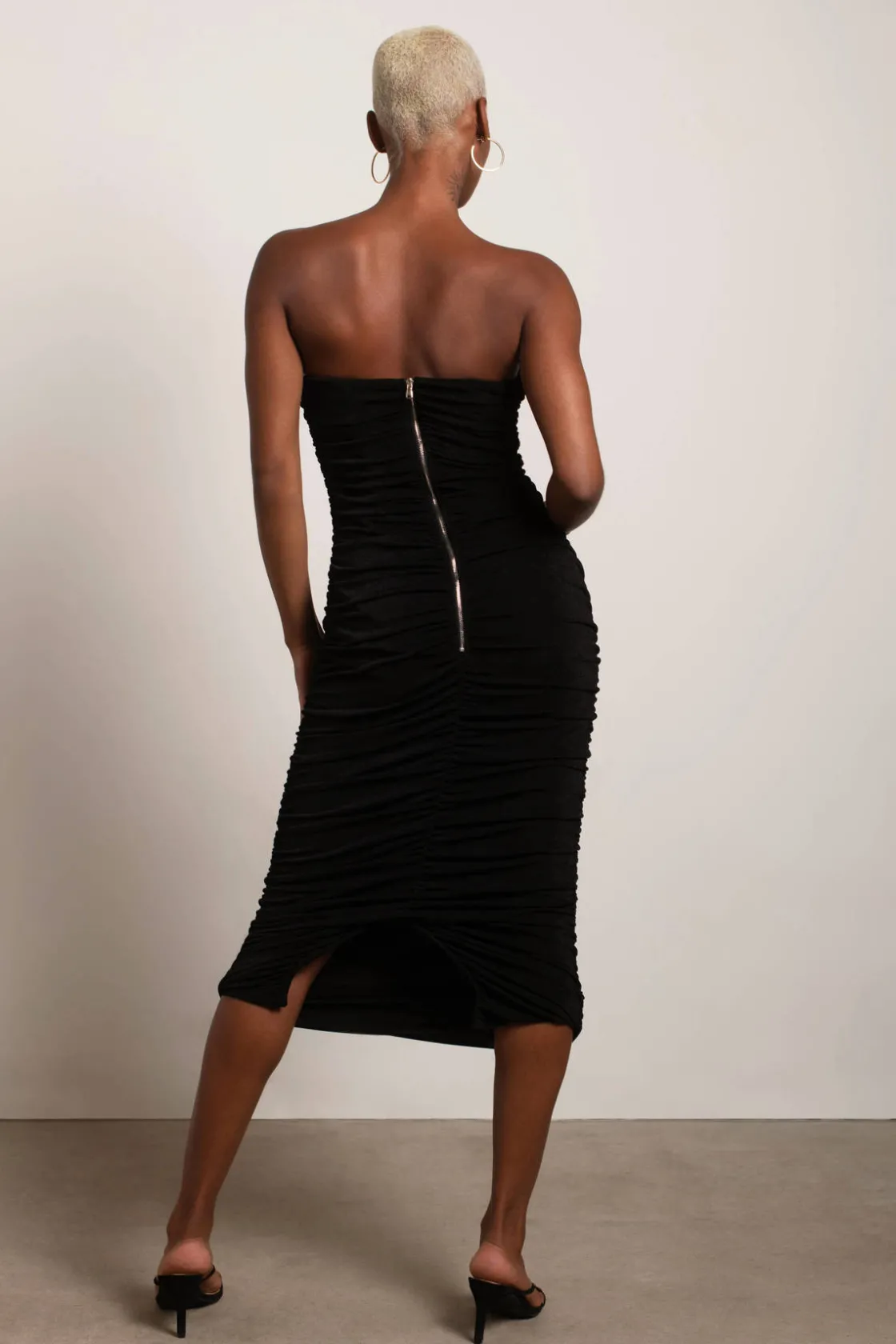 Tobi Set The Tone Strapless Ruched Bodycon Midi Dress