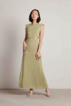 Tobi Shady Creek Padded Shoulder Cutout Maxi Dress -