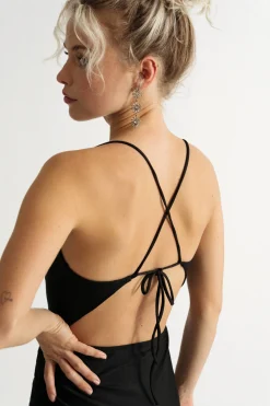 Tobi Sharpei Cowl Neck Open Back Mini Dress - Black