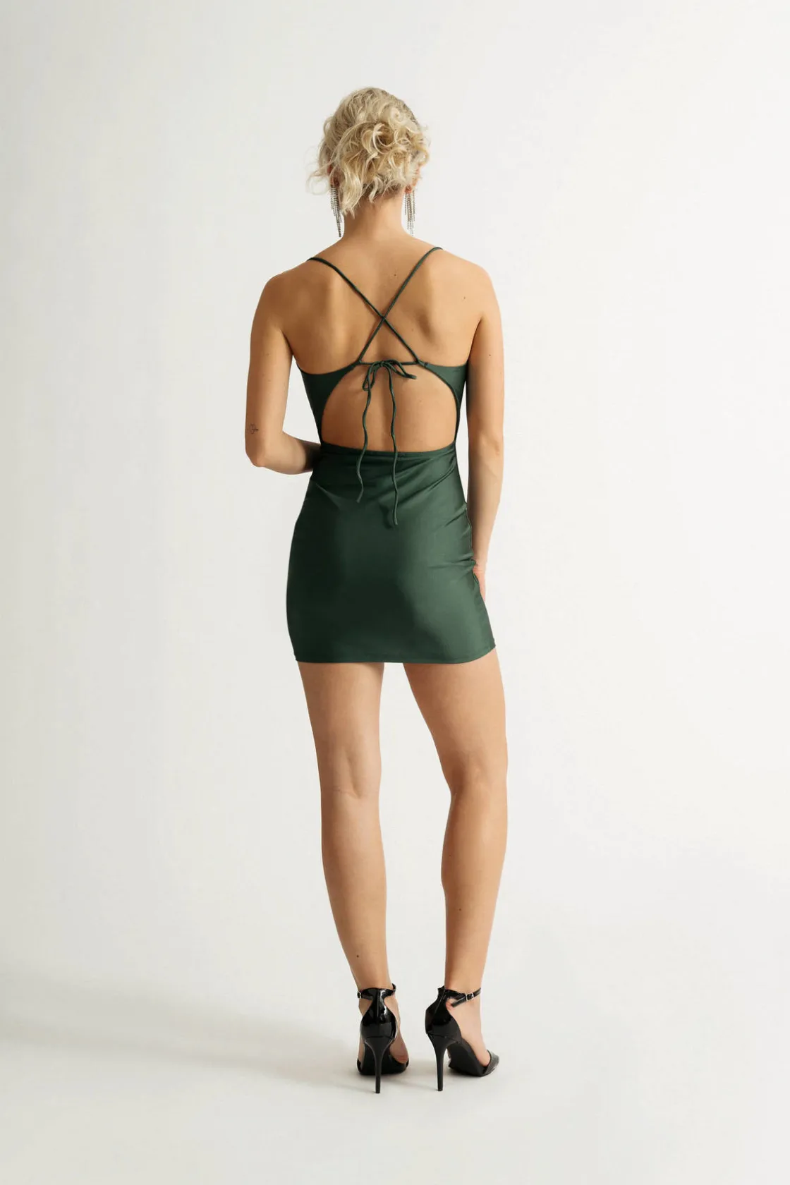 Tobi Sharpei Cowl Neck Open Back Mini Dress - Black