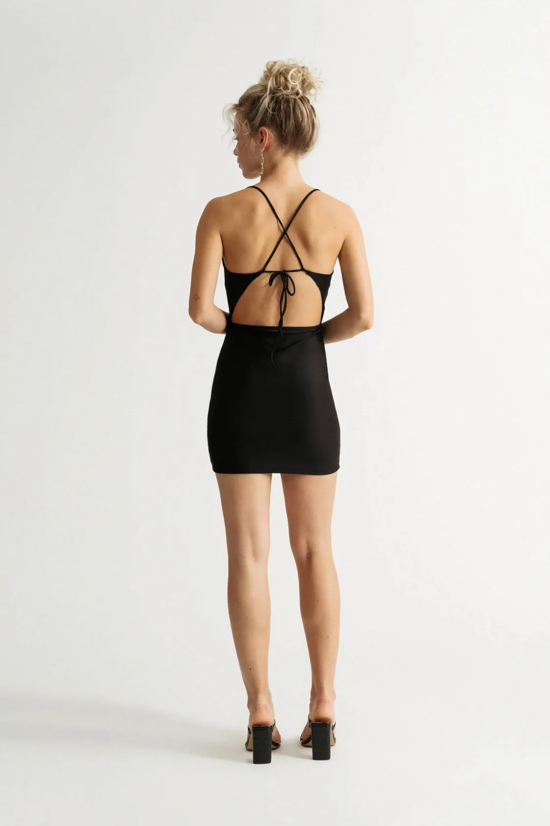 Tobi Sharpei Cowl Neck Open Back Mini Dress - Black