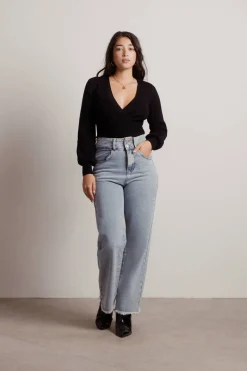 Tobi Sheila Deep V Sweater - Black