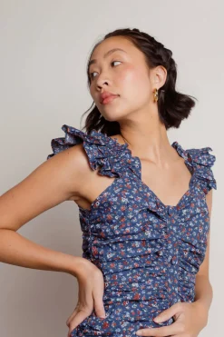 Tobi Shelby Floral Ruched Mini Dress -