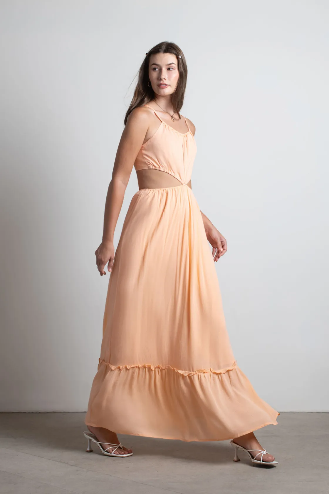 Tobi Sherbert Summer Cutout Tiered Maxi Dress -