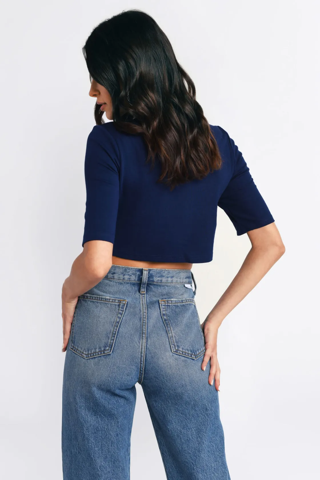 Tobi Shining Star Crop Top - Navy