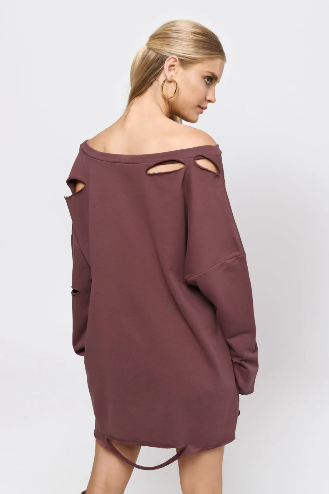 Tobi Show Distressed Sweater Mini Dress - Natural