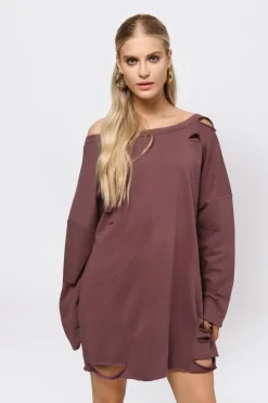 Tobi Show Distressed Sweater Mini Dress - Natural