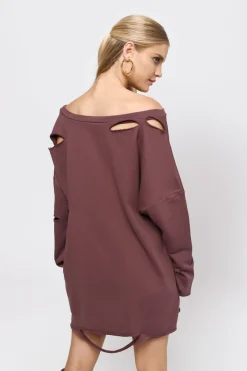 Tobi Show Distressed Sweater Mini Dress - Natural
