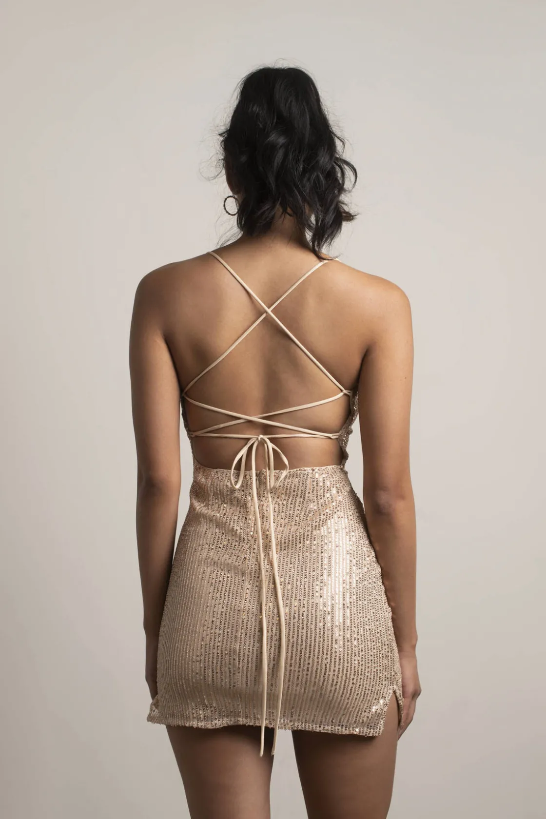 Tobi Show Out Sequin Cross Back Mini Dress -