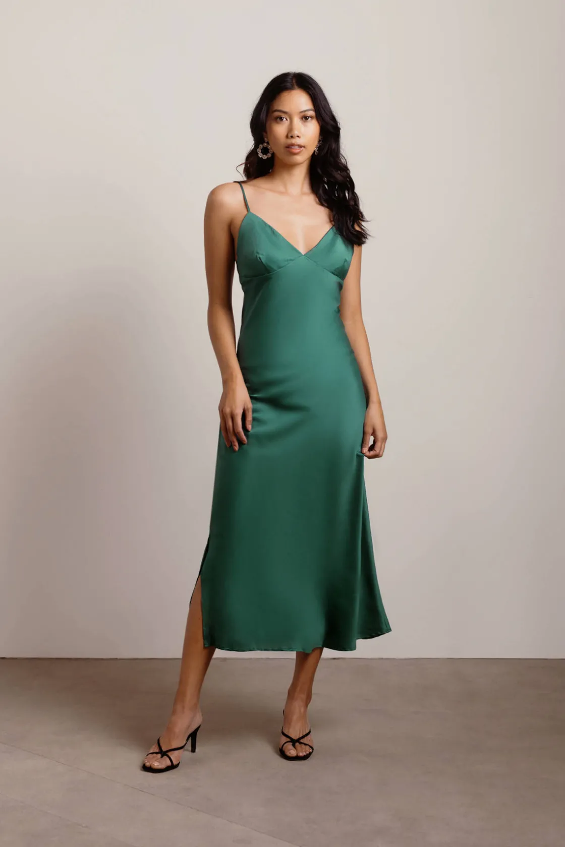 Tobi Show Up Satin Cami Midi Dress - Black