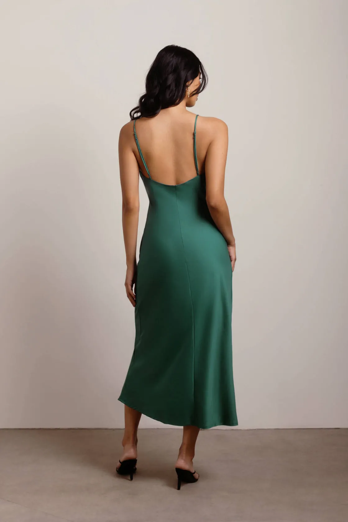 Tobi Show Up Satin Cami Midi Dress - Black