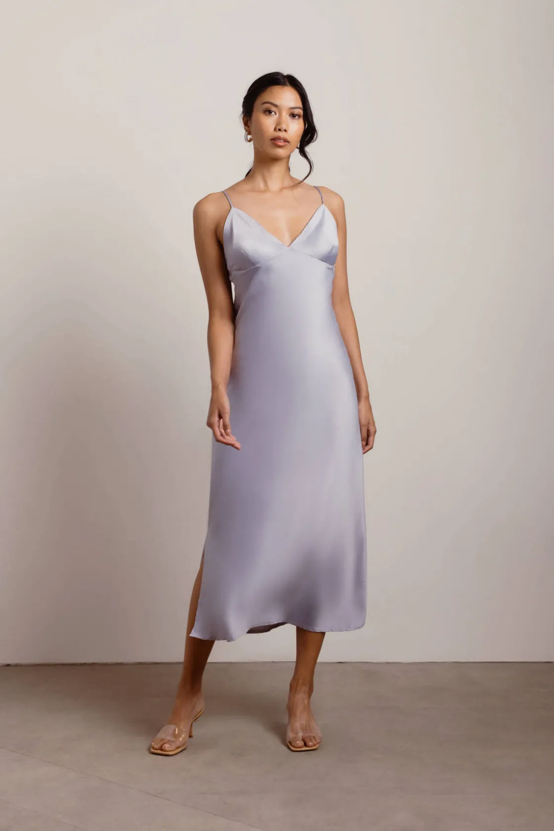 Tobi Show Up Satin Cami Midi Dress - Black