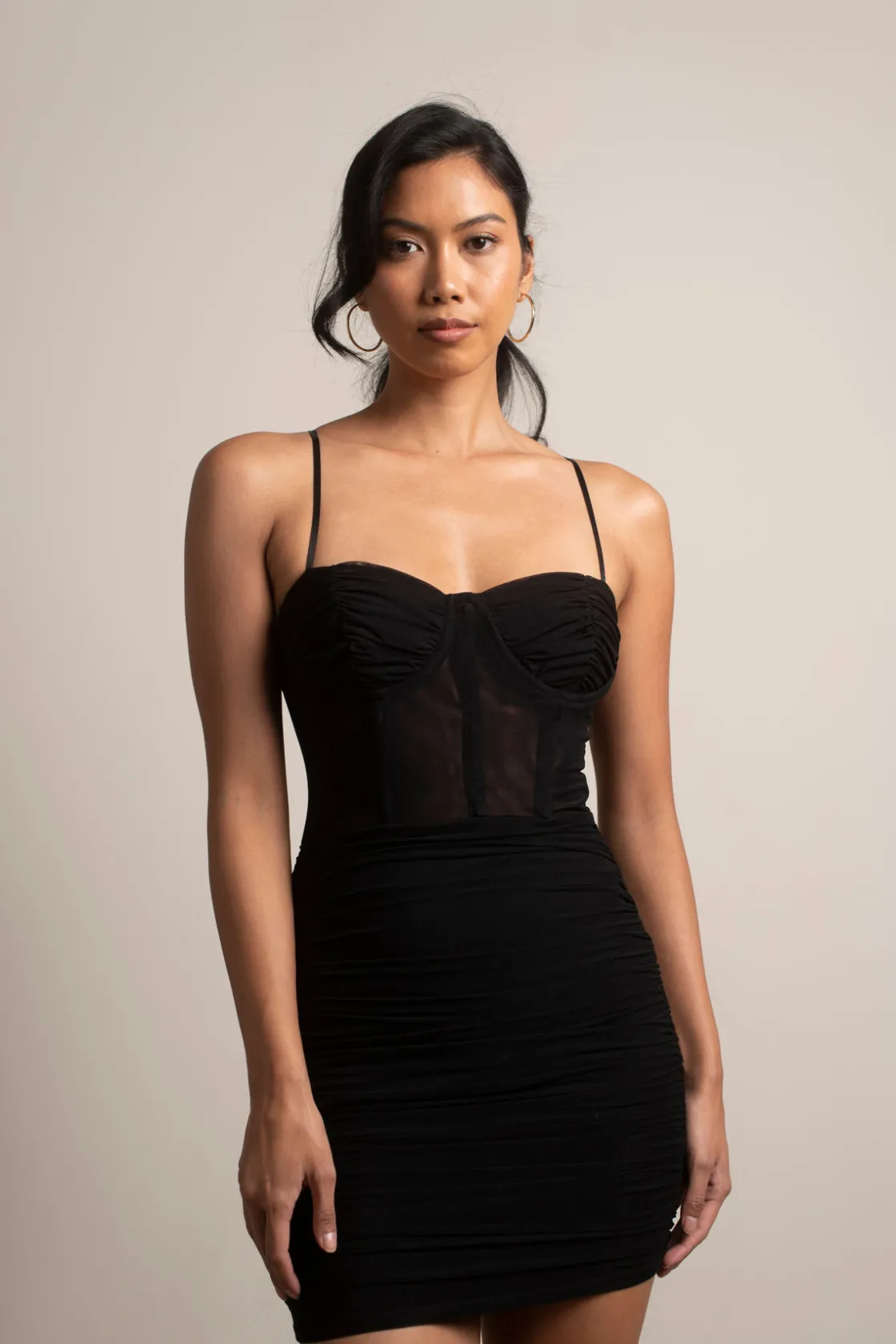 Tobi Showstopper Mesh Corset Mini Dress -