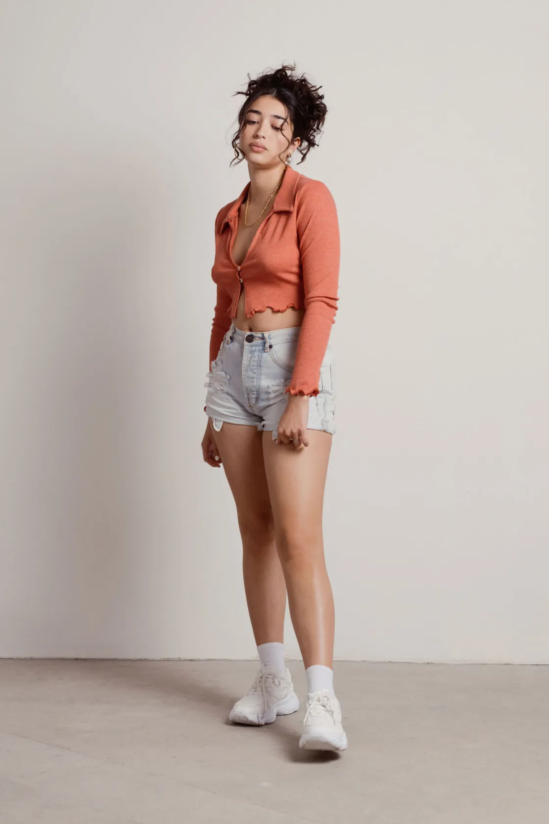 Tobi Silver Crop Top -