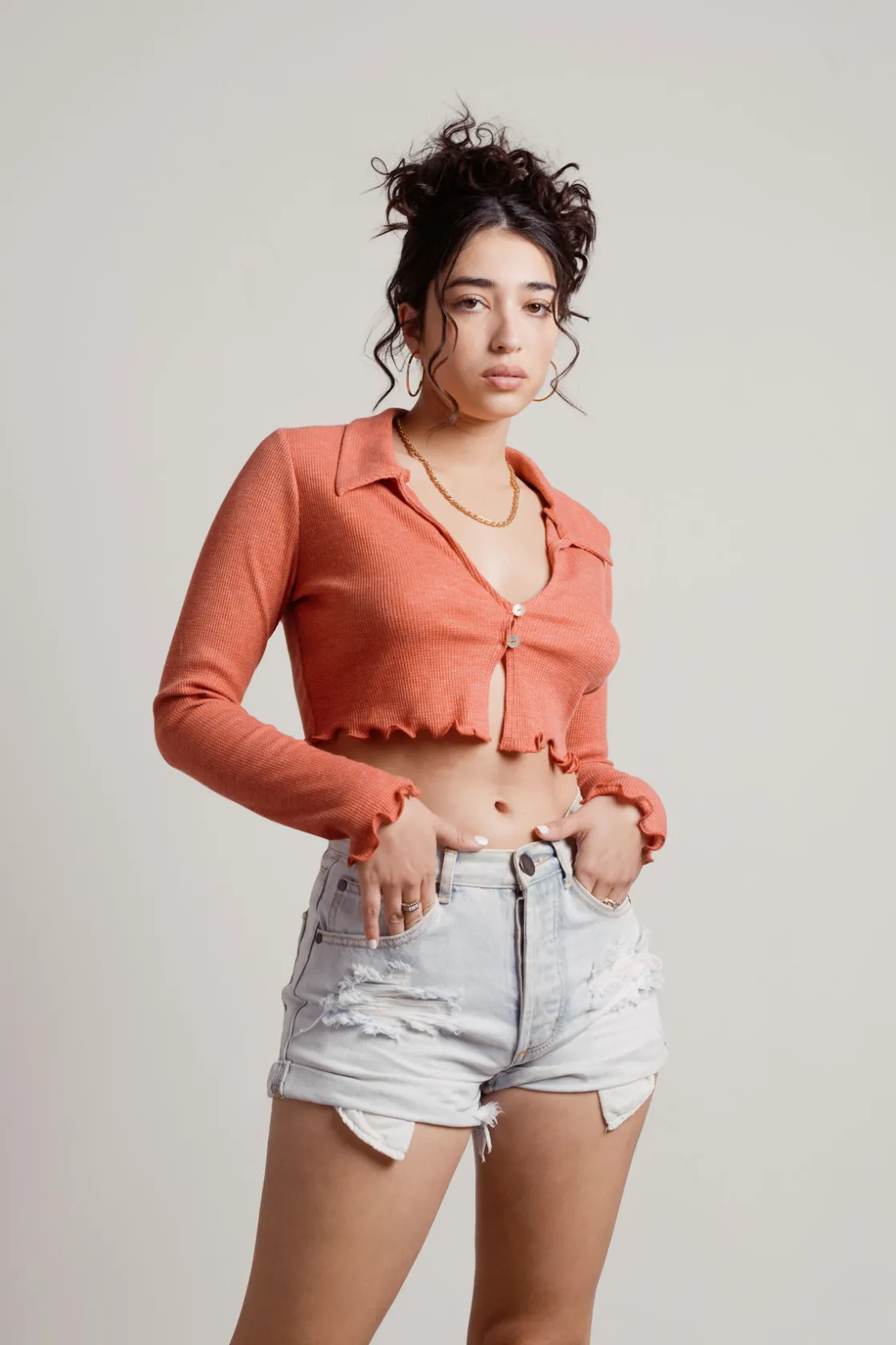 Tobi Silver Crop Top -