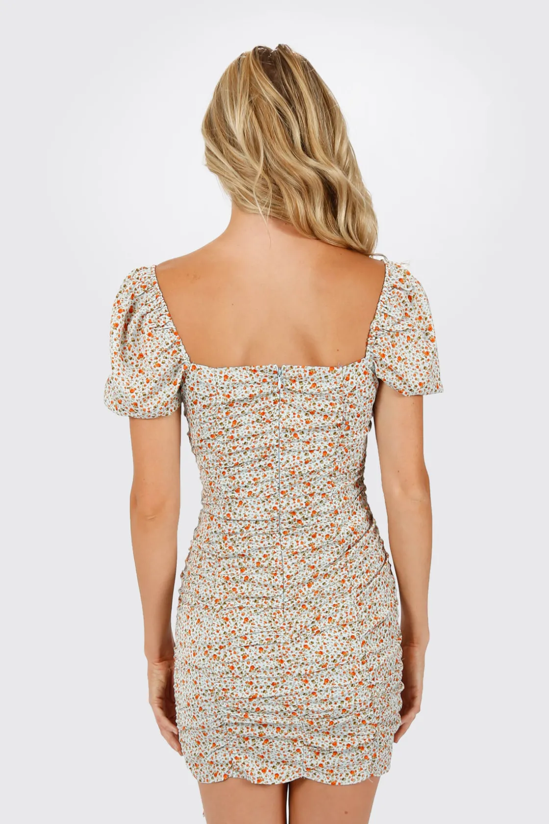Tobi Simone Floral Puff Sleeve Mini Dress -
