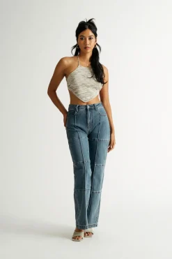 Tobi Sip My Tea Crop Top - Sand Multi