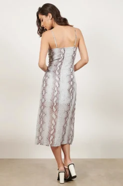 Tobi Sky High Snake Print Slit Midi Dress -