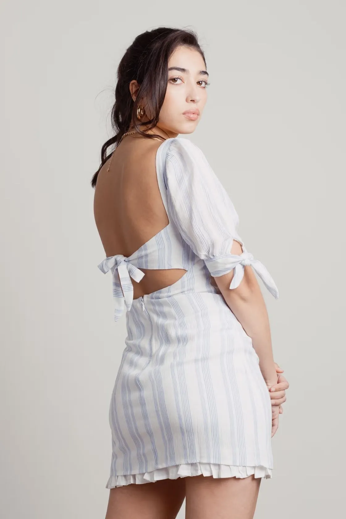 Tobi Skylar Stripe Sweetheart Mini Dress -
