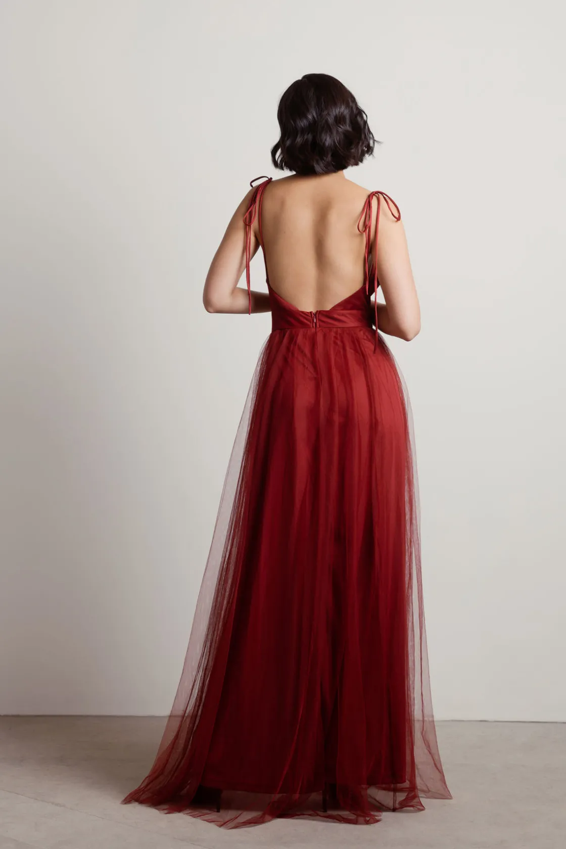 Tobi Slay The Night Deep V Double High Slit Maxi Dress - Burgundy