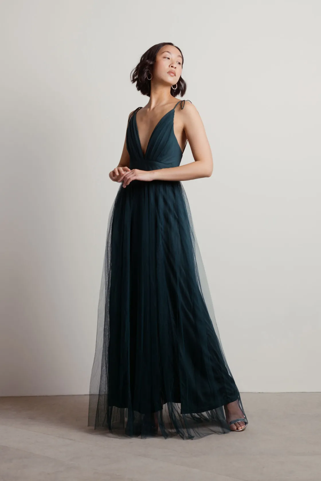 Tobi Slay The Night Deep V Double High Slit Maxi Dress - Burgundy