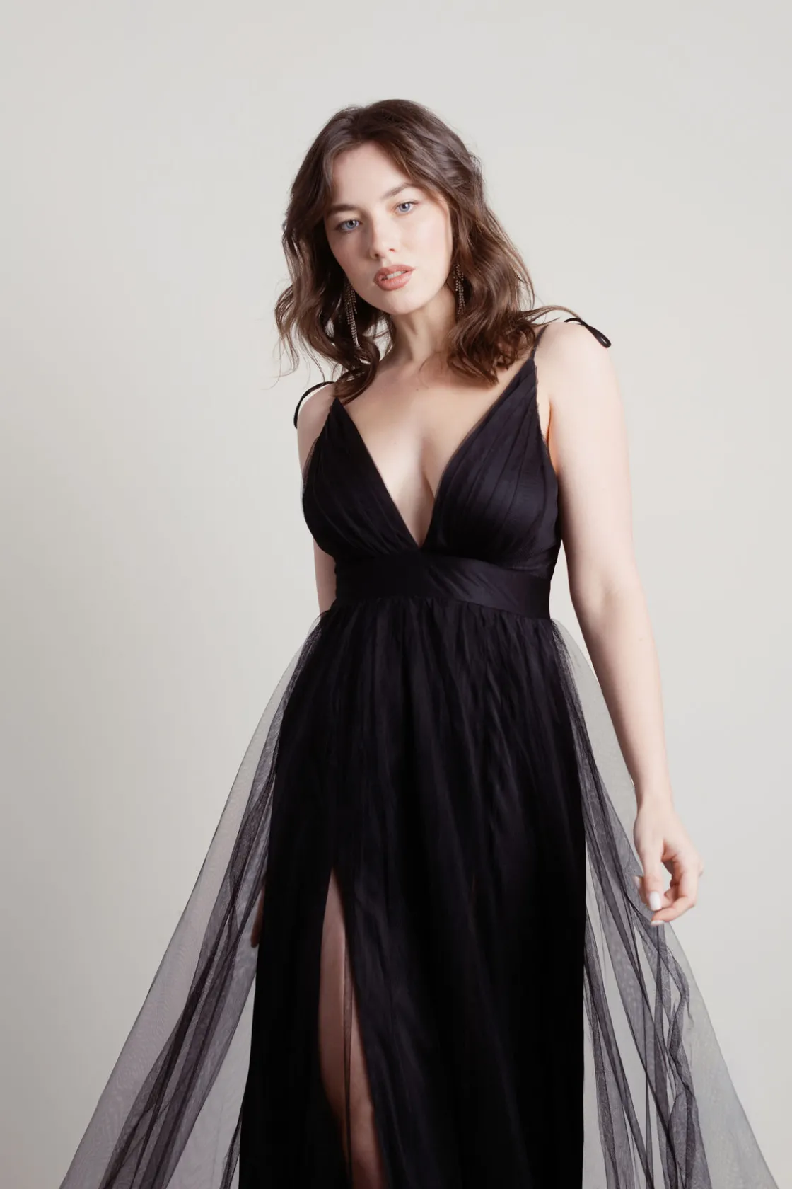 Tobi Slay The Night Deep V Double High Slit Maxi Dress - Burgundy