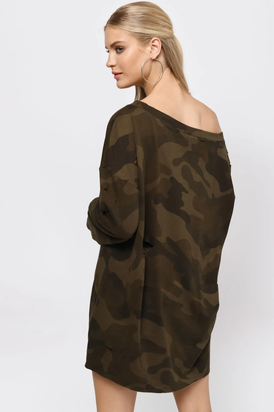 Tobi Sleeve It To Me Camouflage Sweater Mini Dress -