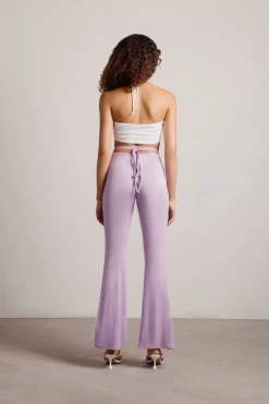 Tobi Snazzer Ruched Waist Tie Pants - Light Blue
