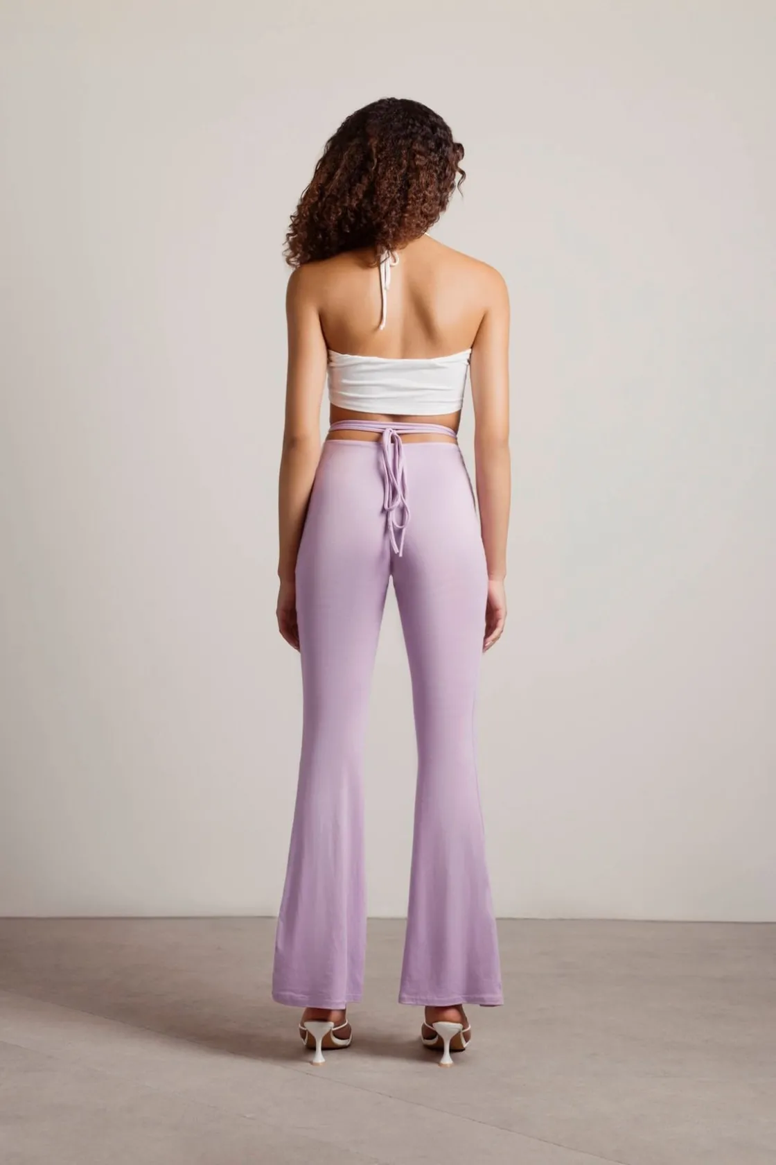 Tobi Snazzer Ruched Waist Tie Pants - Light Blue