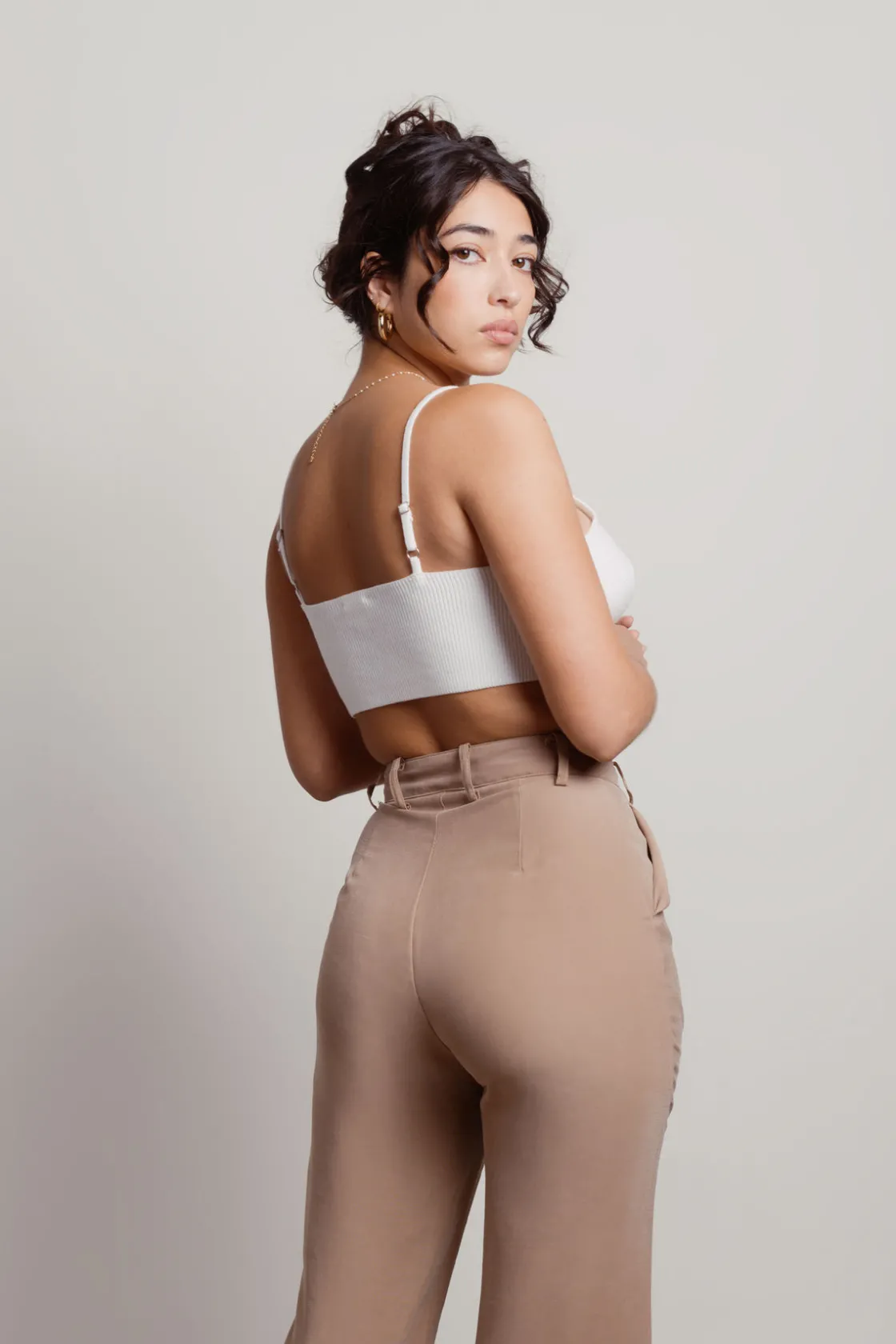 Tobi Snug Around Crop Top - Grey