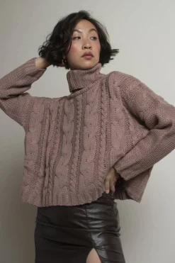 Tobi So Breezy Turtleneck Sweater - Mauve