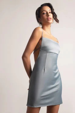 Tobi So Into You Backless Satin Mini Dress - Mocha