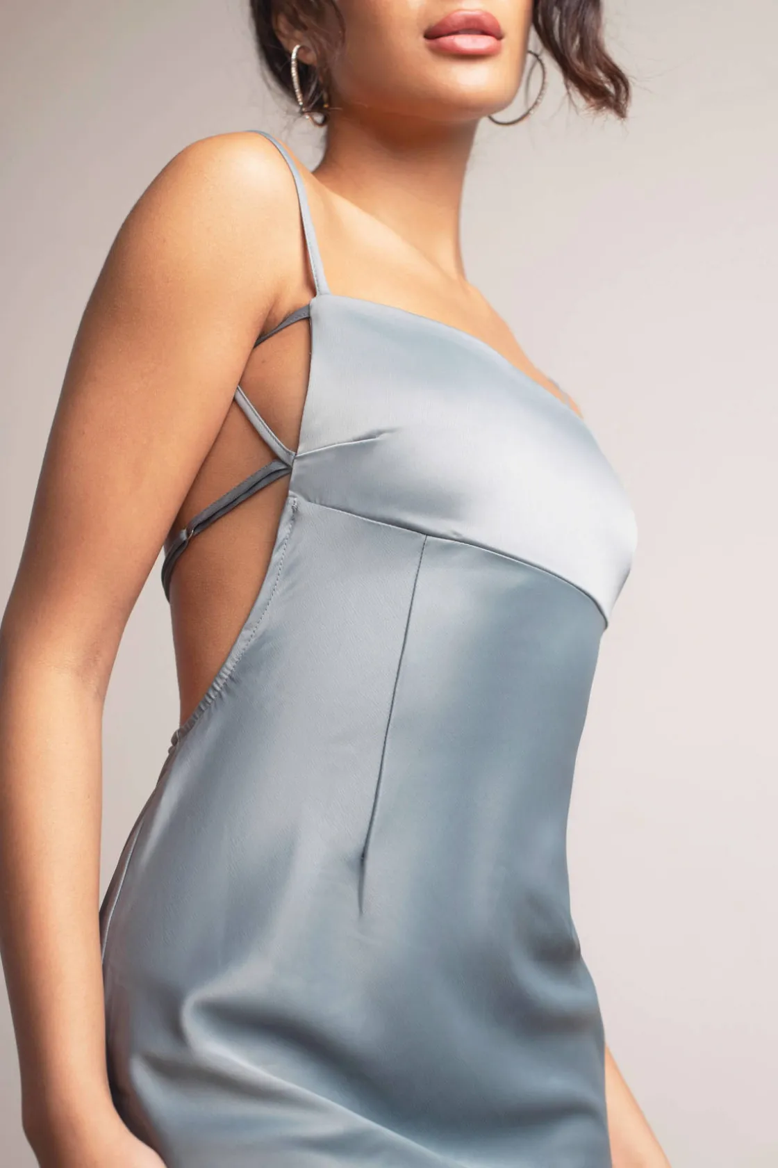 Tobi So Into You Backless Satin Mini Dress - Mocha