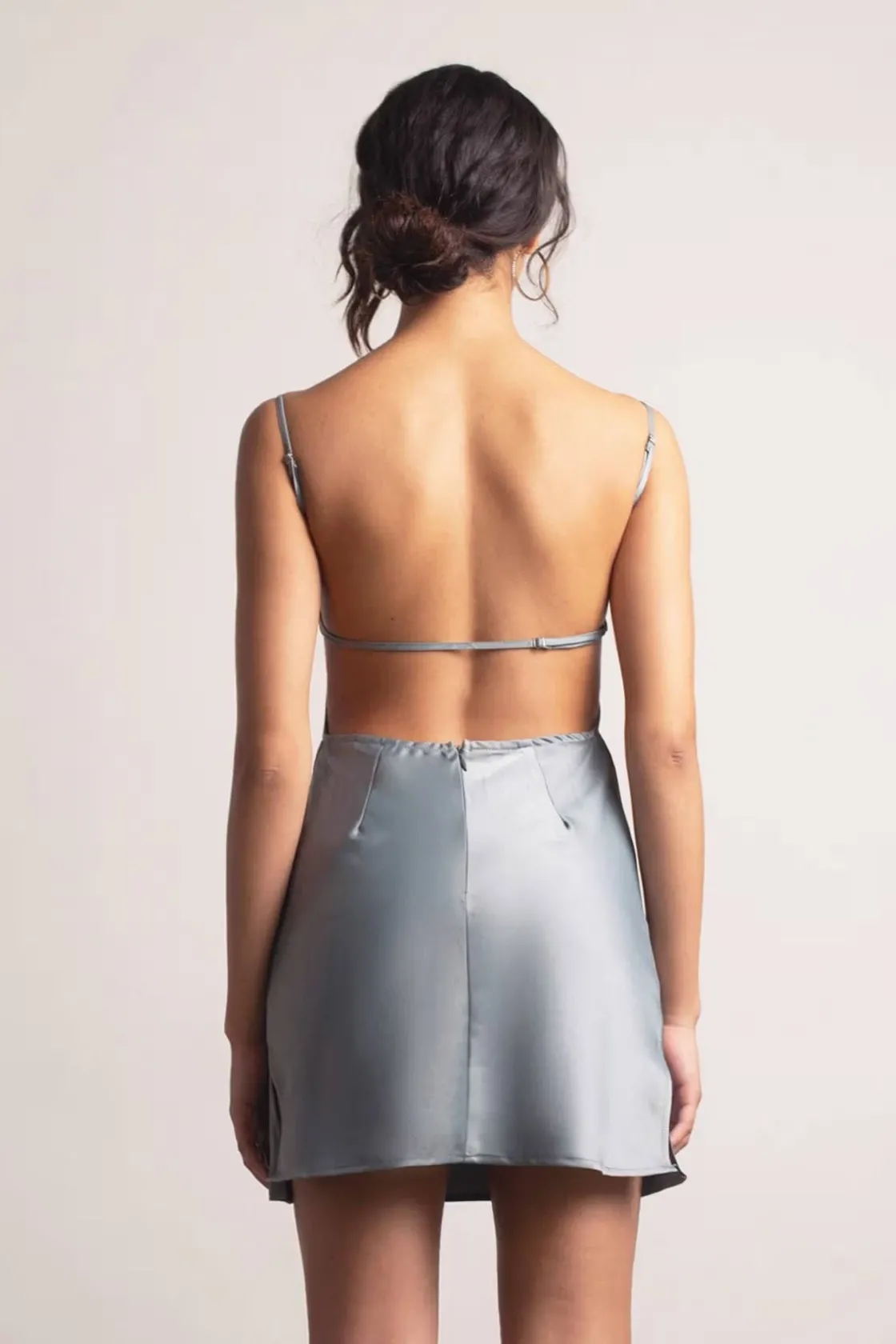 Tobi So Into You Backless Satin Mini Dress - Mocha
