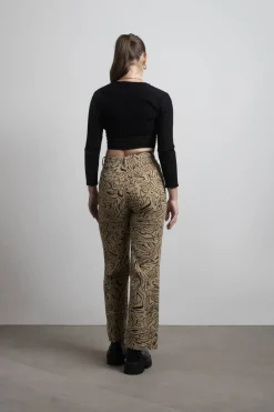 Tobi So Wavy Straight Leg Pants - Green Multi