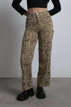 Tobi So Wavy Straight Leg Pants - Green Multi