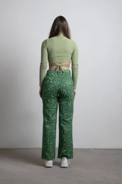 Tobi So Wavy Straight Leg Pants - Green Multi