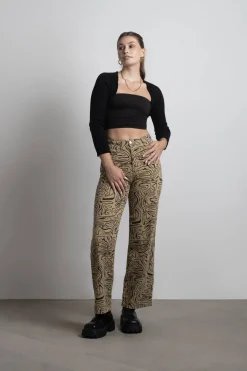 Tobi So Wavy Straight Leg Pants - Green Multi