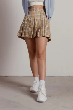 Tobi So What Pleated Mini Skirt - Tan