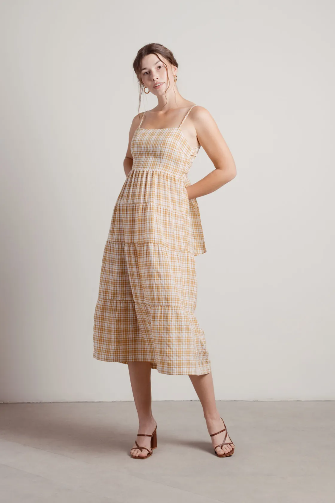 Tobi Soak Up The Sun Plaid Cami Midi Dress -