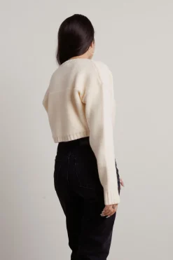 Tobi Sofie Knit Crop Top And Cardigan Set - Sage