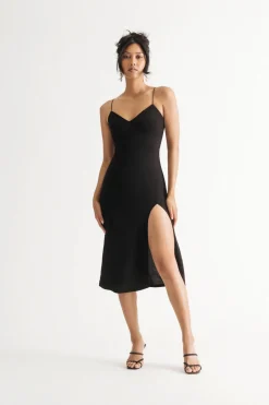 Tobi Soft Impressions Red V-Neck Slit Midi Dress