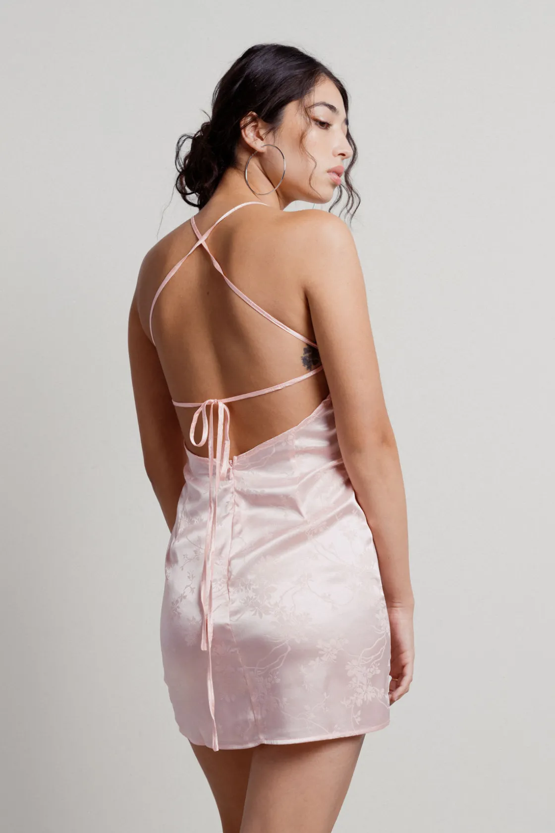Tobi Soft Touch Cross Back A-line Mini Dress - Baby Pink