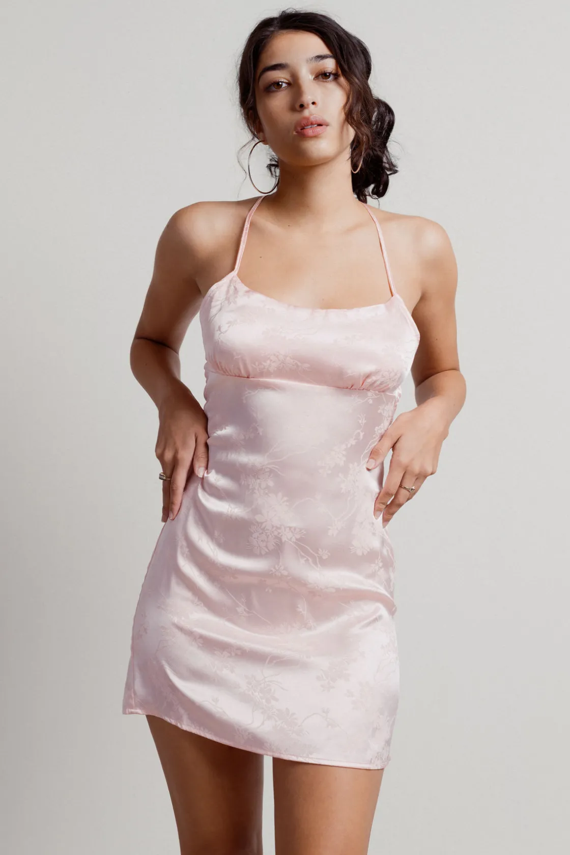 Tobi Soft Touch Cross Back A-line Mini Dress - Baby Pink