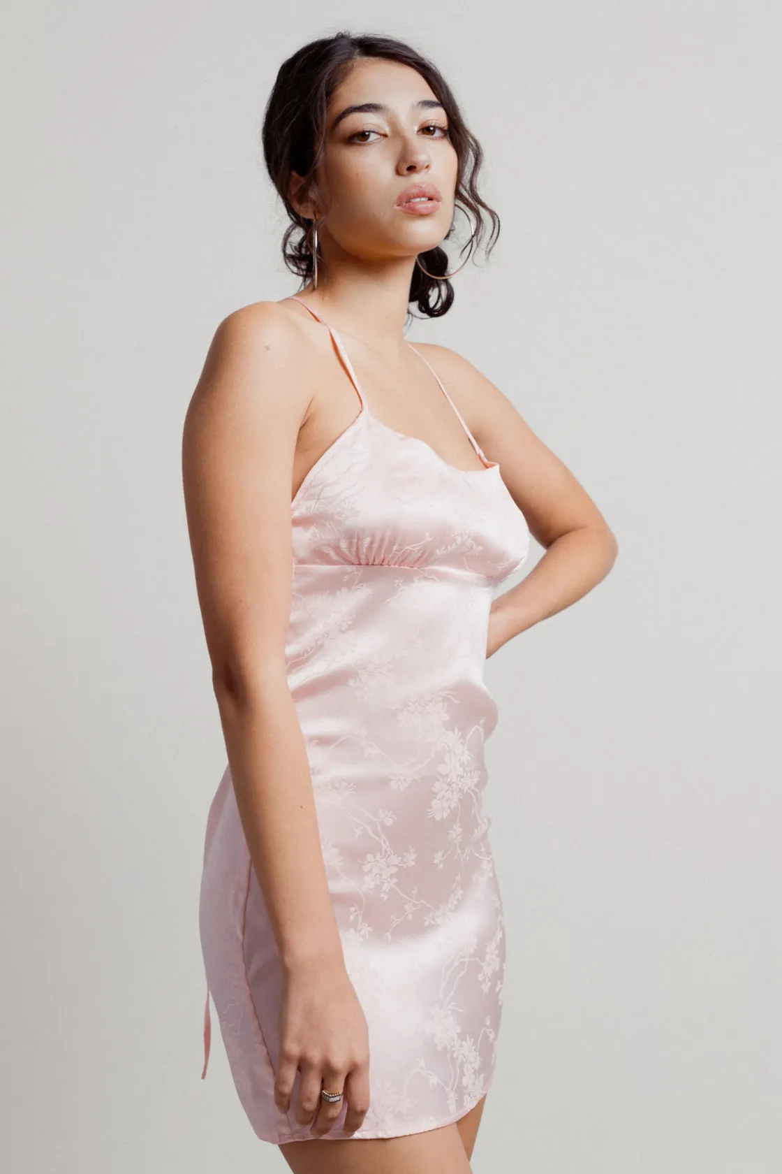 Tobi Soft Touch Cross Back A-line Mini Dress - Baby Pink