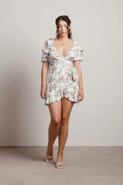Tobi Some Perspective Floral Plunging Mini Dress -
